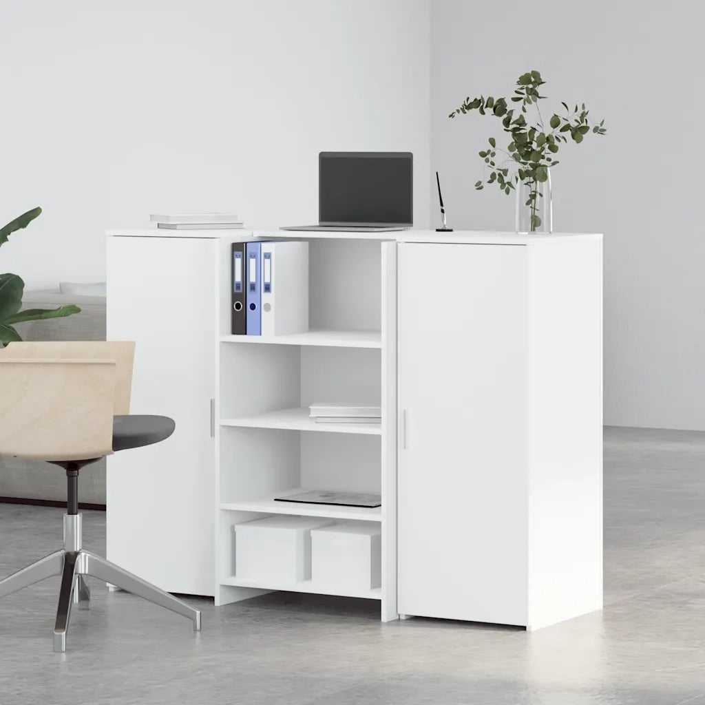 Banco Reception | Scrivania | Tavolo da Ufficio Bianco 135x50x103,5 cm in Legno Multistrato