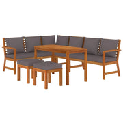 Set da pranzo per esterni composto da 7 pezzi in legno di acacia con cuscini 02_0014181