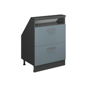 Mobile cucina sottotetto R-Line Grigio-blu/Antracite 60 cm con 2 cassetti Vicco