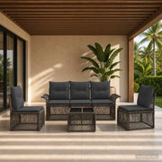 Set Divano da Giardino 6 pz Grigio polyrattan 3434789
