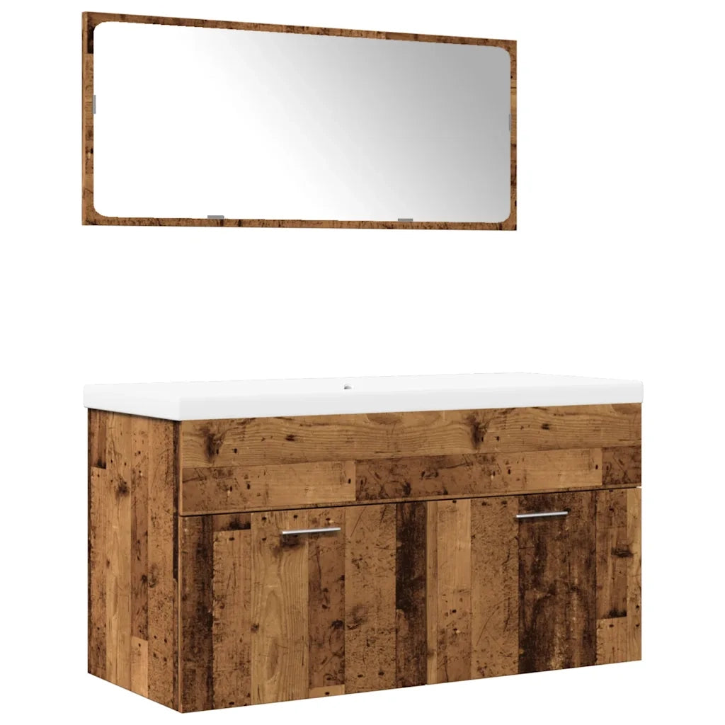 vidaXL Set Mobili da Bagno 3 pz Legno Antico in Legno Multistrato