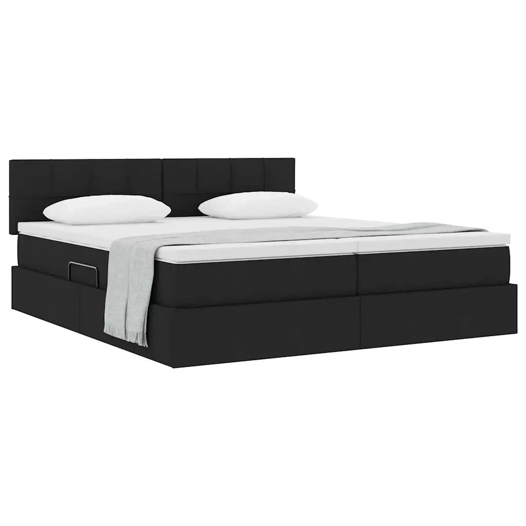 Letto con Contenitore Nero 200 x 200 cm Pelle Sintetica 3370933