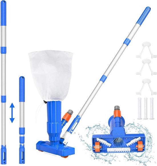 Piscina da bagno portatile 40 pollici con mini aspiratore acqua con fune telescopica regolabile e 3 pezzi espandibile, set di accessori per piscine da bagno gonfiabili