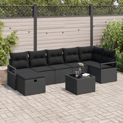 Set di Divani da Giardino 8 Pezzi  con Cuscini Nero Polyrattan