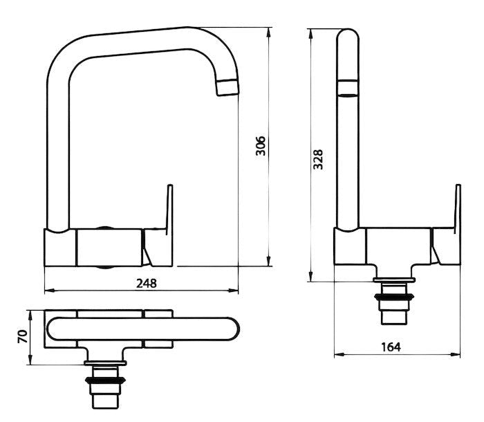 Miscelatore per lavello sottofinestra abbattibile completo