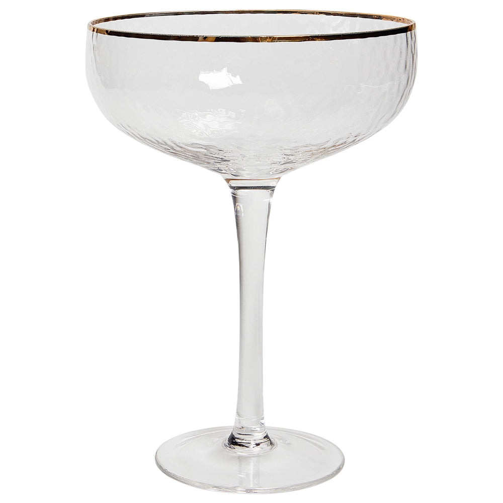 Set di 4 coppe da champagne sin vetro soffiato a mano con bordo dorato 45 cl aperitivo in casa