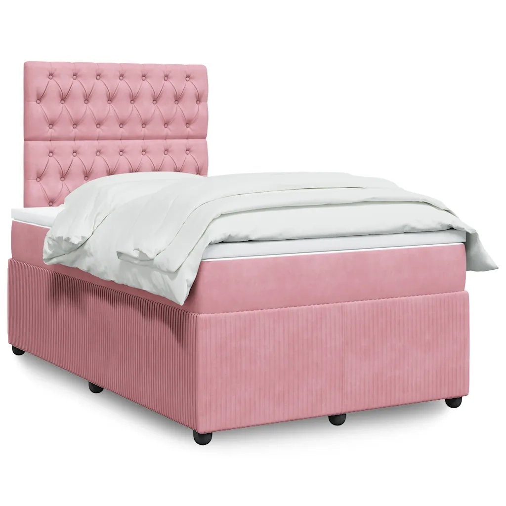 Giroletto a Molle con Materasso Rosa 120x200 cm in Velluto 3292321