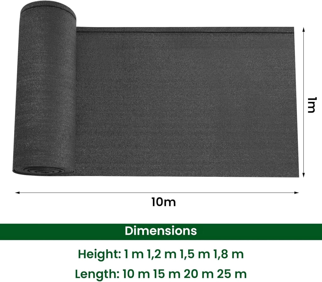 Rete Ombreggiante 1,2x25 m HDPE 280g/m², Frangivista per Recinzione Giardino, Telo Frangivento da Esterno, con Occhielli e Fascette, Resistente alle Intemperie, per Balcone, Antracite