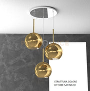 SOSP. OTTONE SAT. TONDA 3 LUCI VETRI TUTTI GRANDE ORO 1155OS-S3 TG-OR