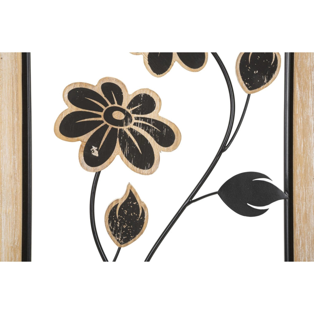 Decorazione in Metallo 3D Fiori 45, Marrone, Metallo, 30x2,5x60 cm