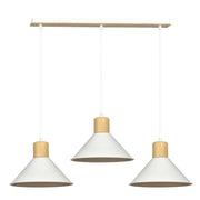 Lampada a sospensione ROWEN con inserti in legno e finitura bianca opaca
