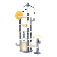 Fudajo Albero tiragraffi per gatti grigio scuro 172 cm con casetta amaca e palline