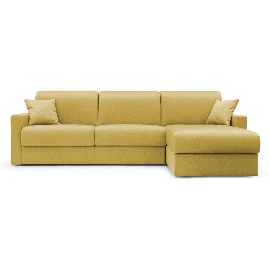 Chris Divano letto angolare 5 posti in tessuto impermeabile T13 268 cm Sinistro (mat. 140x197) giallo