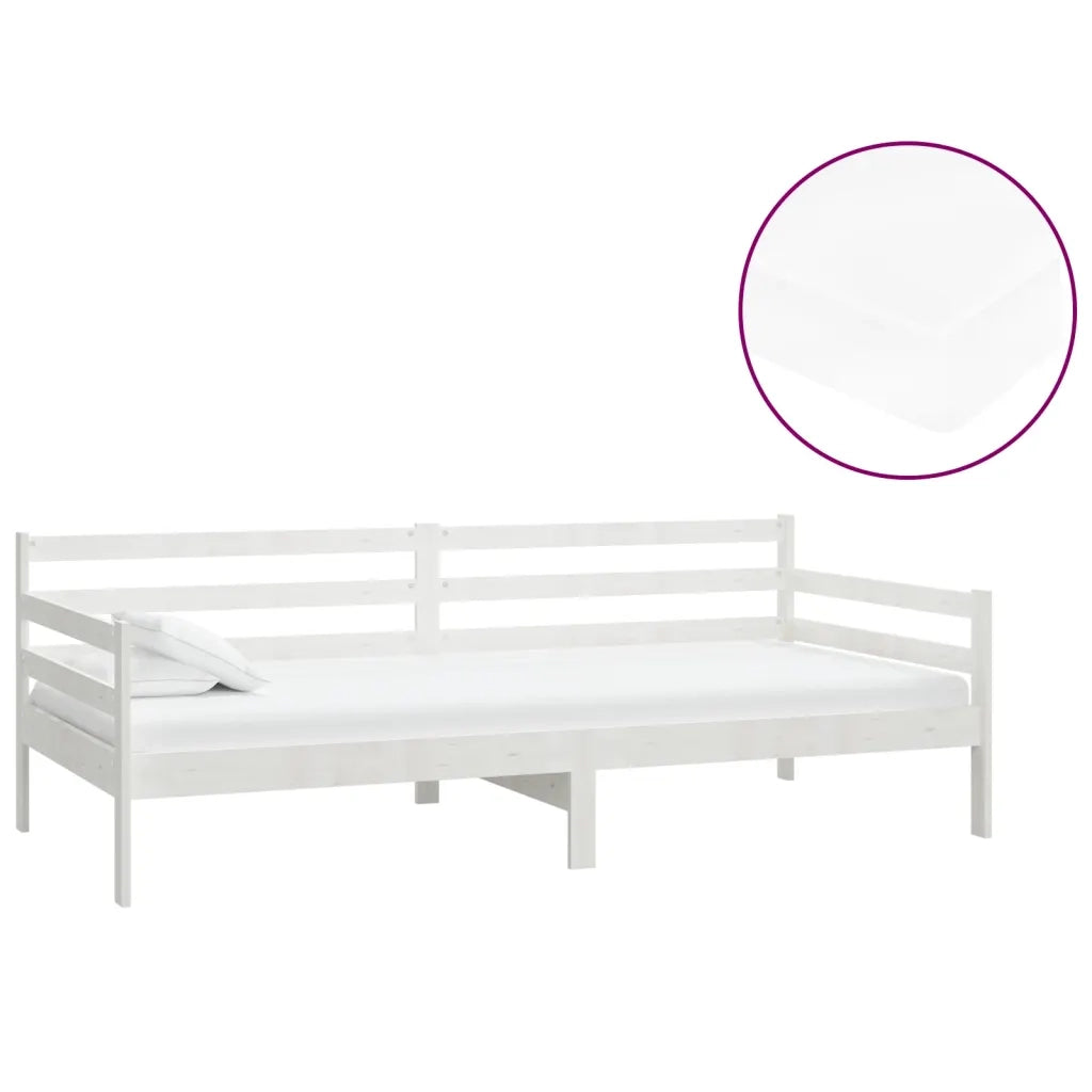 Divano letto | Sof¨¤ letto | Letto singolo con Materasso 90x200 cm Bianco in Legno di Pino