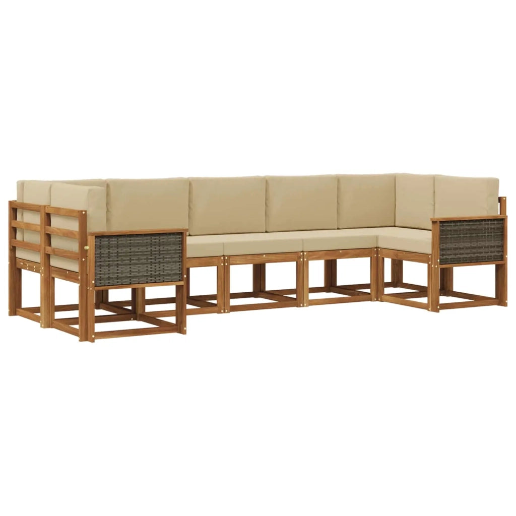 Set di divani da esterno 7 pz Naturale e Beige 3385509