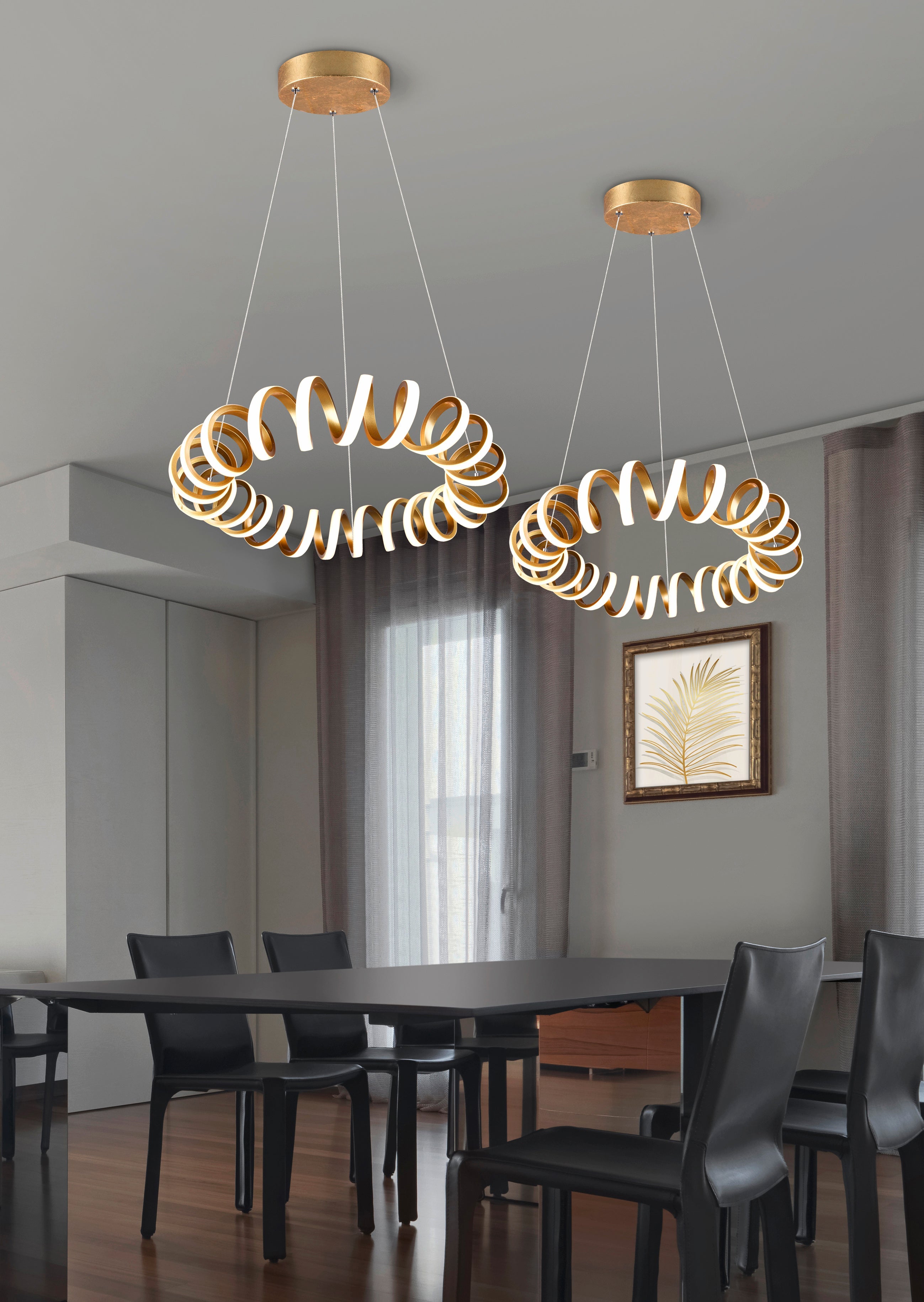 Lampada a Sospensione da Interno a LED in Metallo Oro