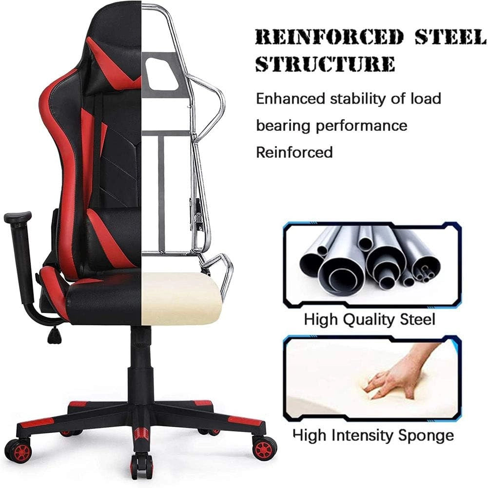 Sedie Gaming, Sedia Portacomputer da Ufficio con Supporto Lombare e Braccioli Imbottiti, Regolabile in Altezza, Ergonomica, Inclinabile 90-135 ° (Nero e Verde)
