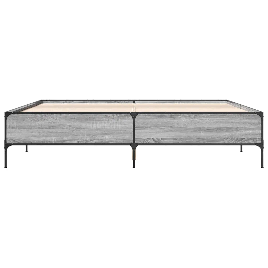 Letto matrimoniale | Letto per adulti | Giroletto Grigio Sonoma 180x200 cm in Legno Multistrato Metallo