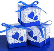 Scatole di regalo in cartone - 100 pezzi - colore blu scuro - 5 x 5 x 5 cm - inclusa pellicola - facile da assemblare - con confezione di regalo