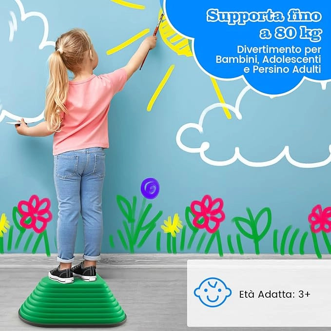 Pietre di Bilanciamento per Bambini 3+ Anni, Pietre Impilabili Antiscivolo da Interno/Esterno, Stepping Stones per Promuove la Coordinazione dell'Equilibrio e la Forza
