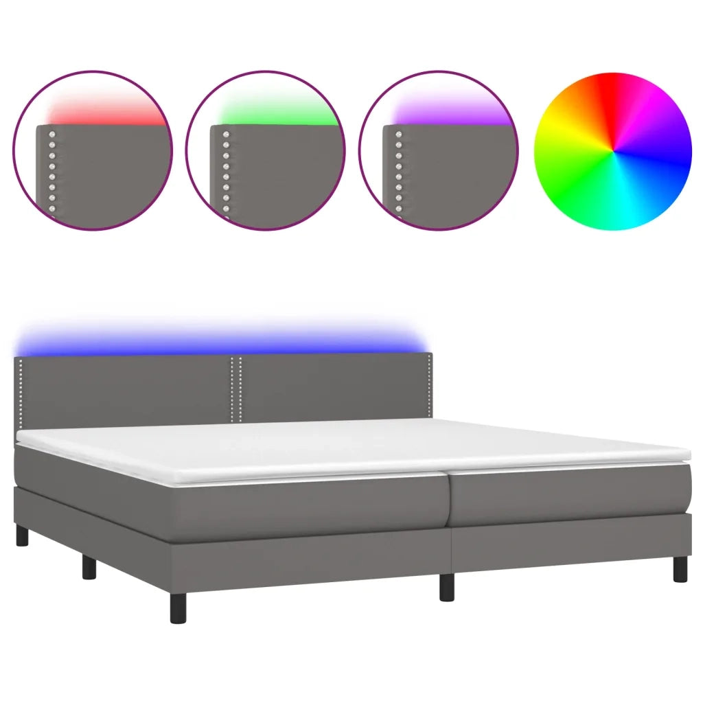 Giroletto Molle con Materasso e LED Grigio 200x200cm Similpelle 3134187