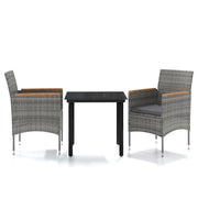 Set da Pranzo da Giardino 3 pz | Set Salotto da Giardino con Cuscini Grigio e Nero