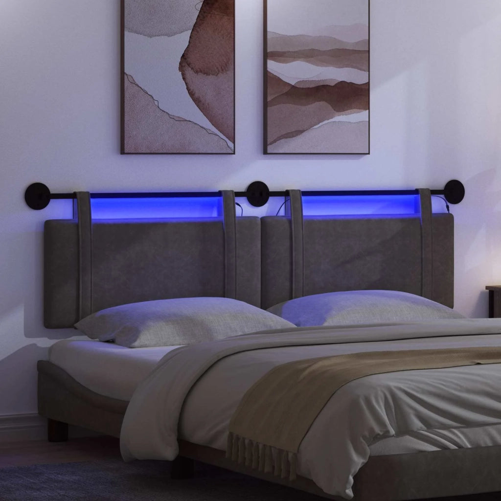 Testiera sospesa Con luce LED Nero PU Antico 3423979