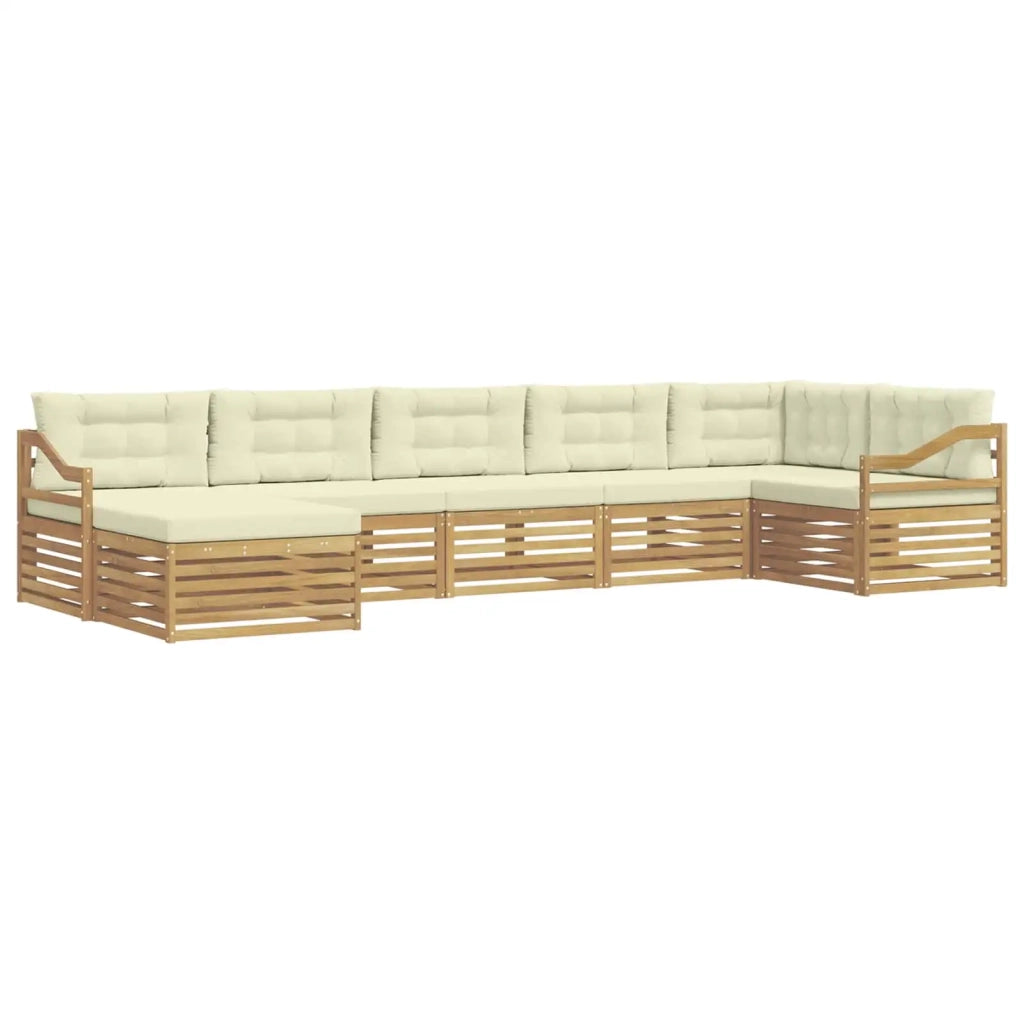 Set di divani da esterno con cuscino 7 pcs Bianco e Crema