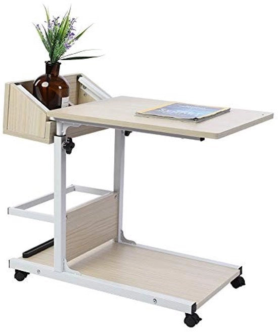 Bureau da tavolo per laptop - Rotaia - Trasportabile - Scaletta in MDF di alta qualità - Regolabile in altezza 50-80 cm - Multifunzionale - Scaffale supplementare