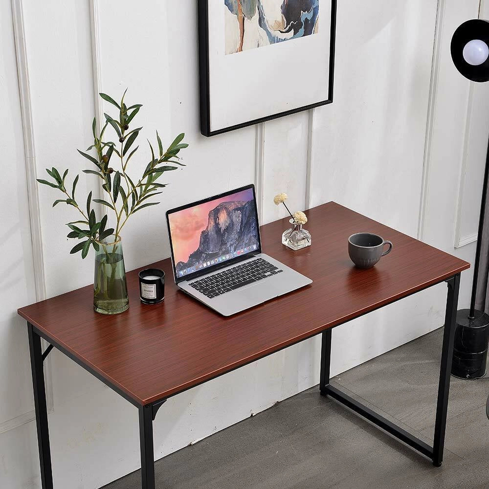Scrivania Tavolo Porta PC Legno Metallo Casa Ufficio Design Industriale Teak