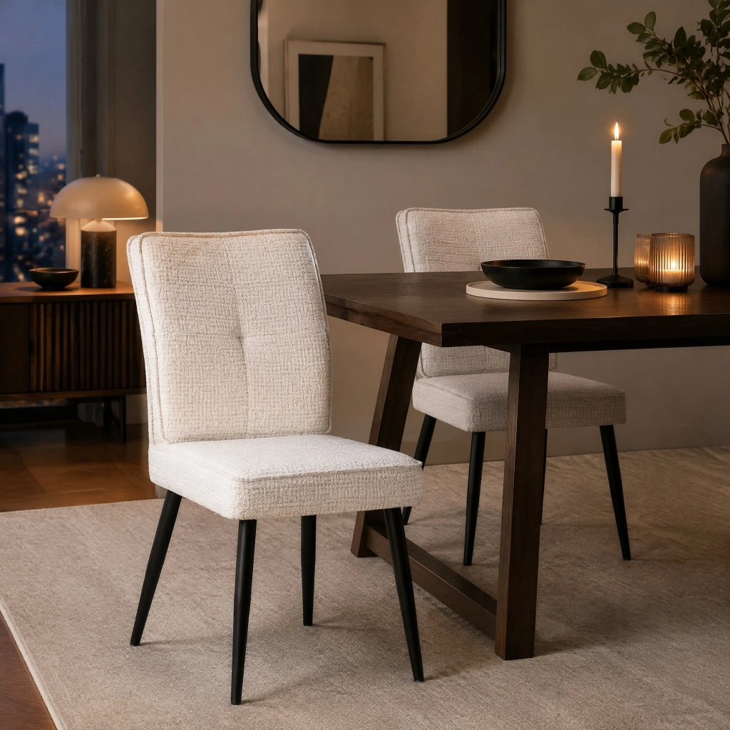 SEDIA Set da 2 pezzi 74x46x60 cm Bianco crema in ciniglia e metallo