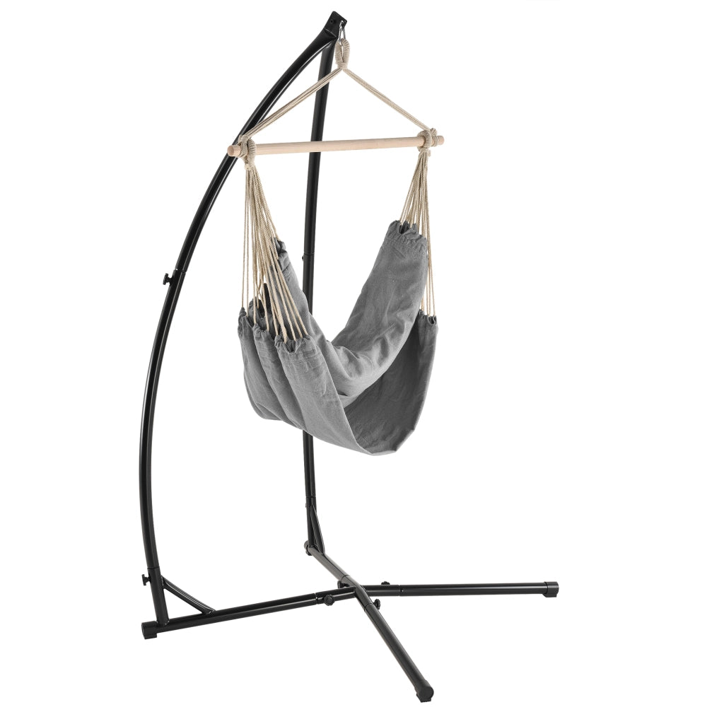 Set Sedia Amaca con Struttura di Supporto Autoportante Poltrona color Grigio casa.pro
