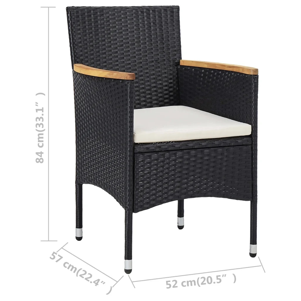Sedie da Pranzo per Giardino 2 pz | Sedie da Esterno in Polyrattan Nero