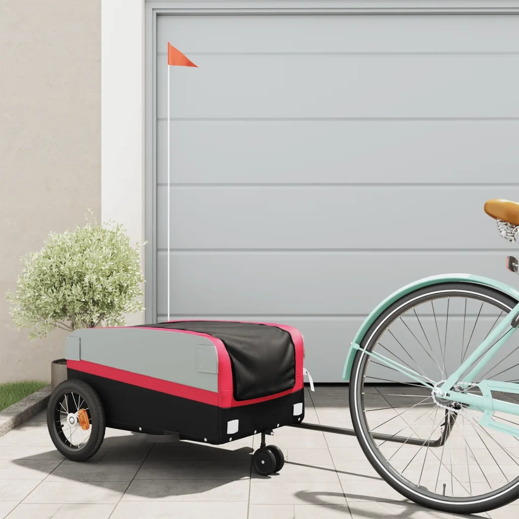 Rimorchio da Bici Nero e Rosso 30 kg in Ferro CFW1581220