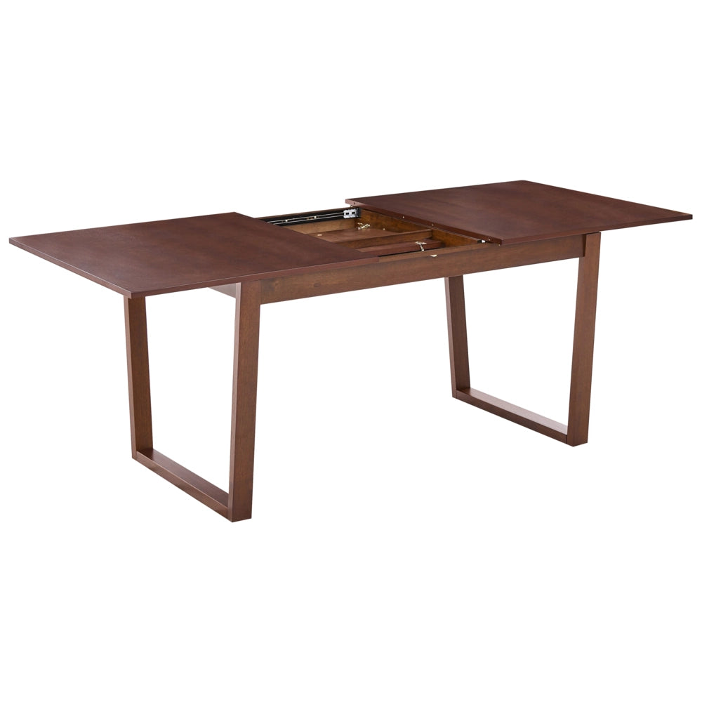 Tavolo da pranzo allungabile impiallacciato in legno di frassino scuro MDF 160/200 x 95 cm Piano Design moderno Base a canale
