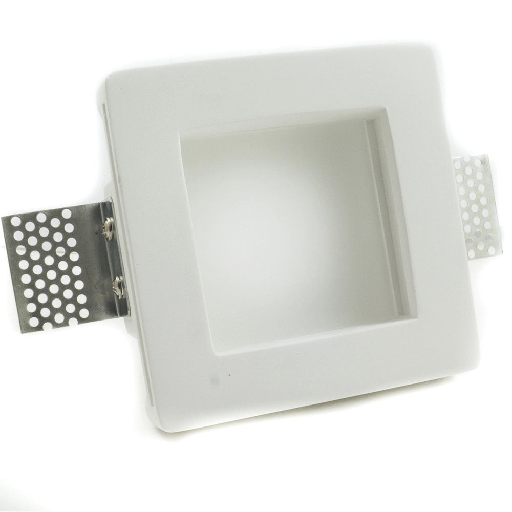 Trade Shop - Porta Faretto Fisso In Gesso Ad Incasso Per Lampadine Gu10 Led Quadrato 12x12 Cm -