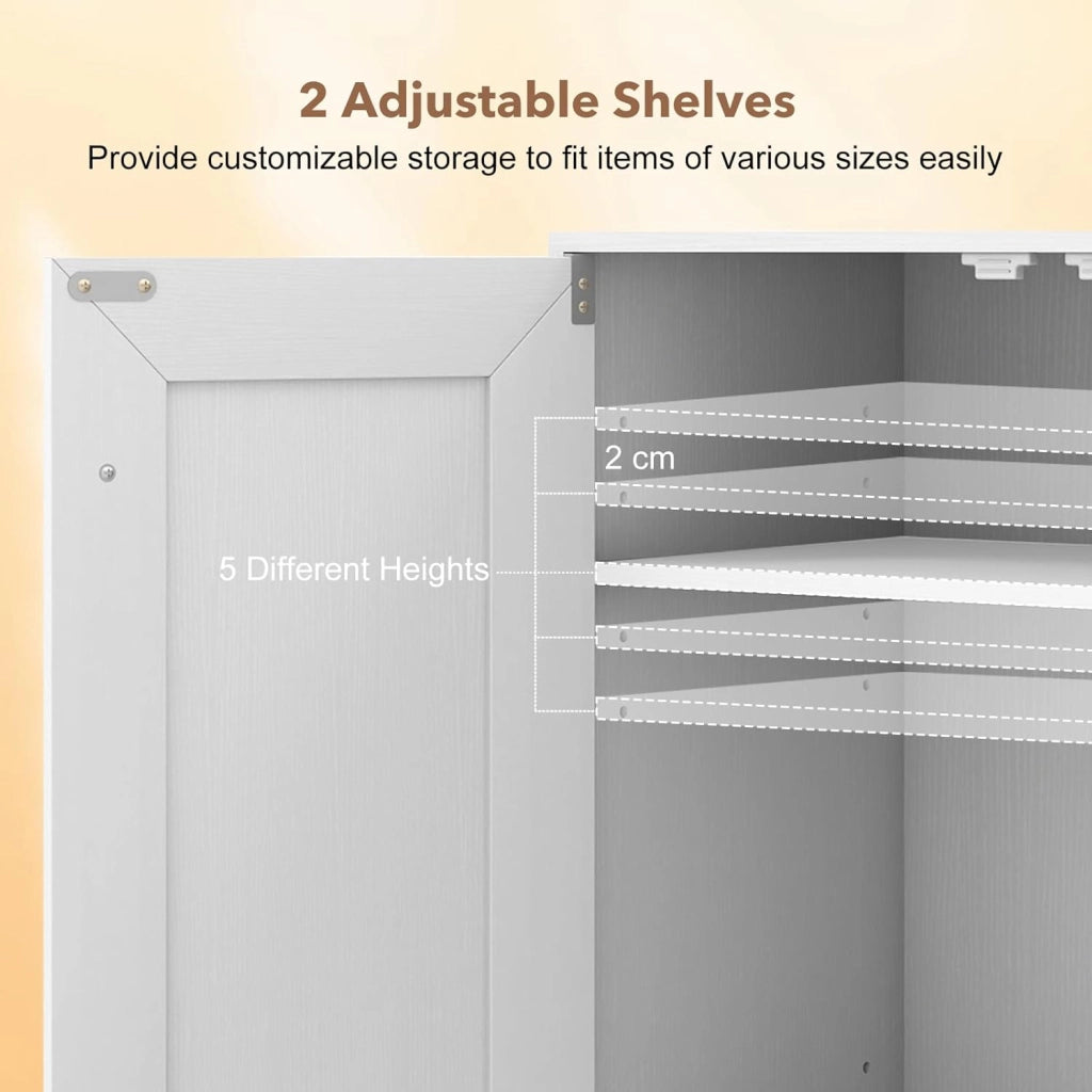 Armadietto da bagno con 2 ripiani regolabili, 60 x 30 x 80 cm, armadietto da pavimento per bagno, cucina e soggiorno, armadietto da bagno (bianco)