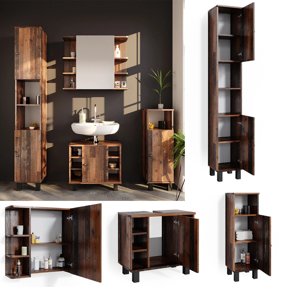 Vicco Set mobili bagno Rovere rustico 4 parti