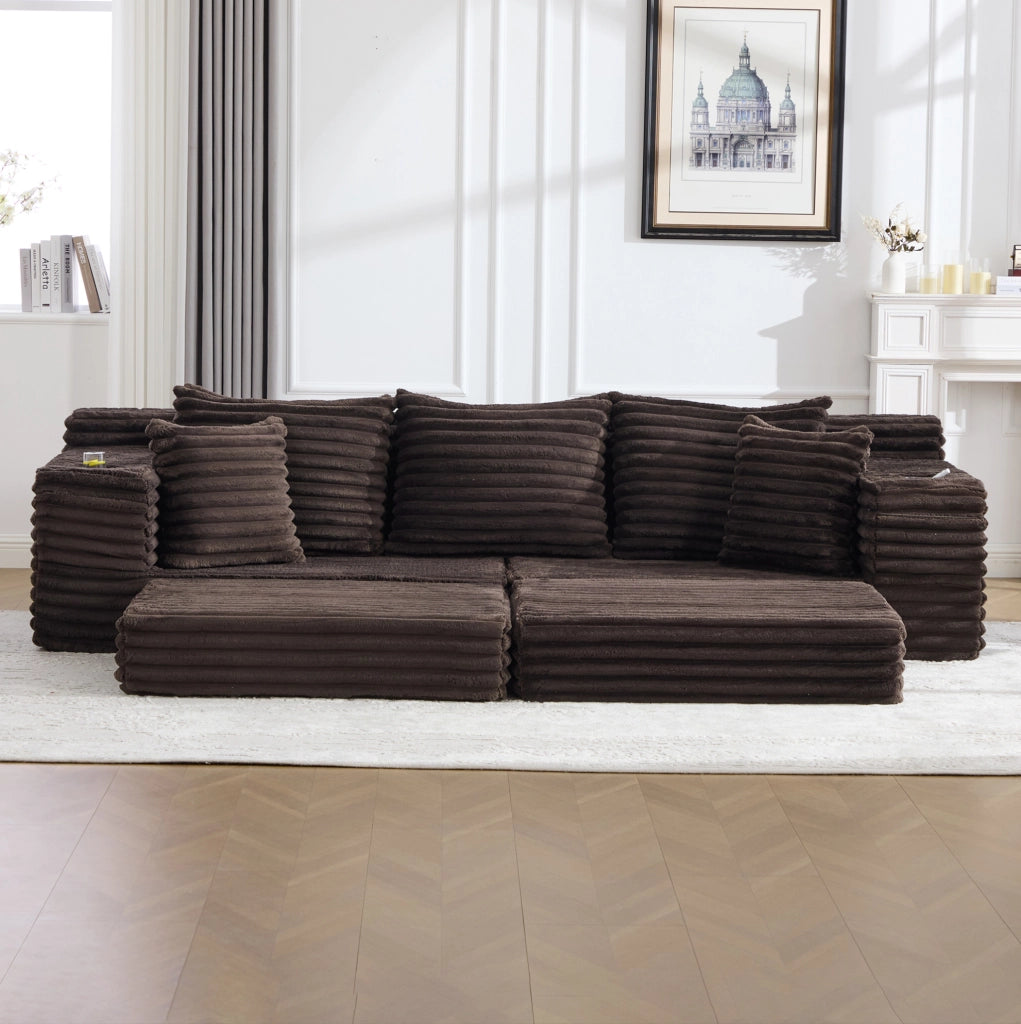 DIVANO Letto in velluto a coste 273x98x87 cm Coffee