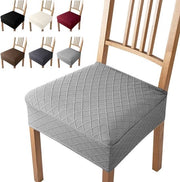 Set di 4 Stoeli con Jacquard - Stoeli Stretto Universali - Copricuscini Rimovibili - Lavabili - Grigio Chiaro - Per Hotel, Cucina e Sala da Pranzo