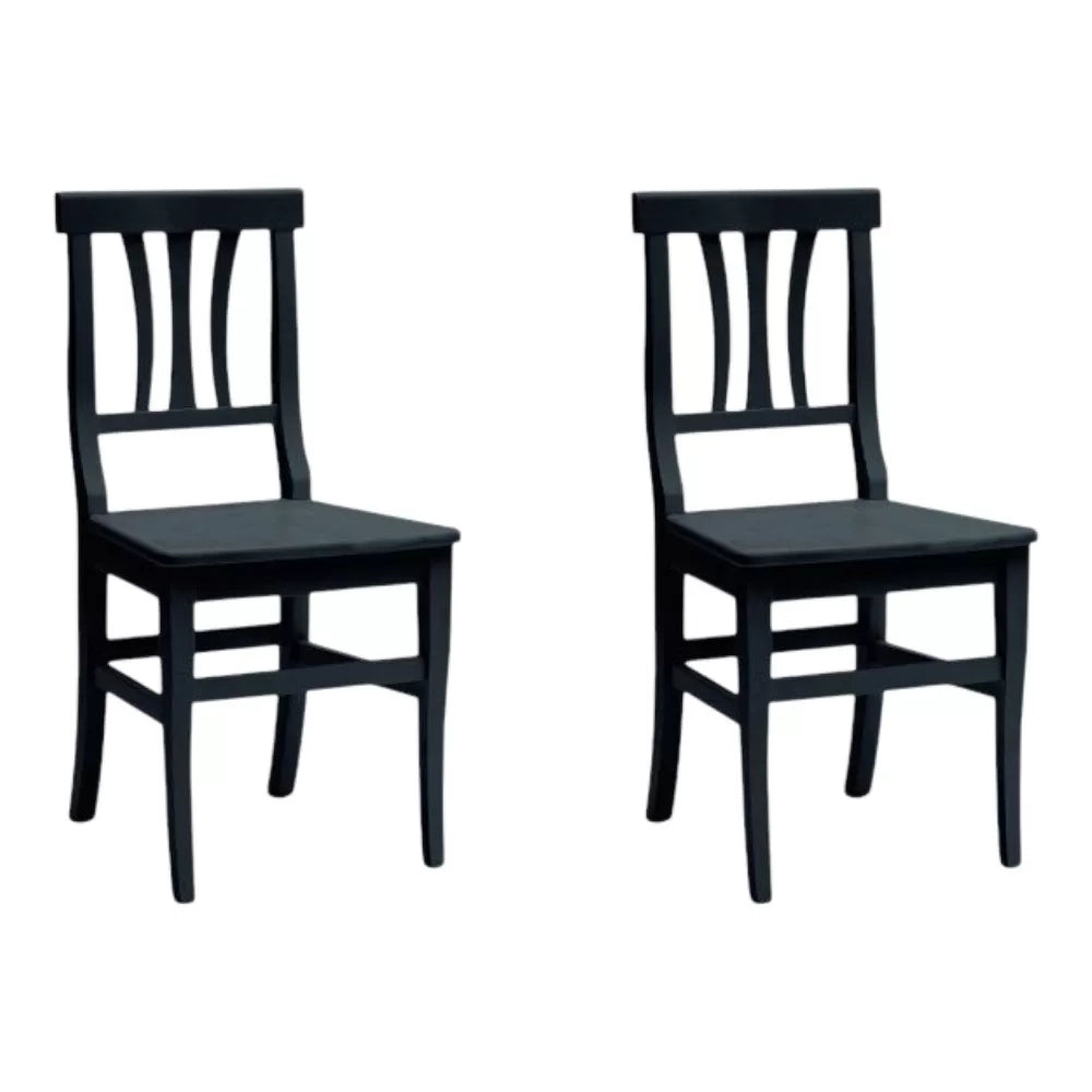Set 2 sedie classiche legno nero seduta legno 46x44x90 - Mobili 2G