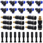 Irrigatore a spruzzo in rame - Bocca di spruzzo regolabile - 10 pezzi Connettori T - 10 pezzi Chokeplug - Pressione acqua 2-8 kg - Diametro bocca di spruzzo 1,1 mm - Irrigatore da giardino