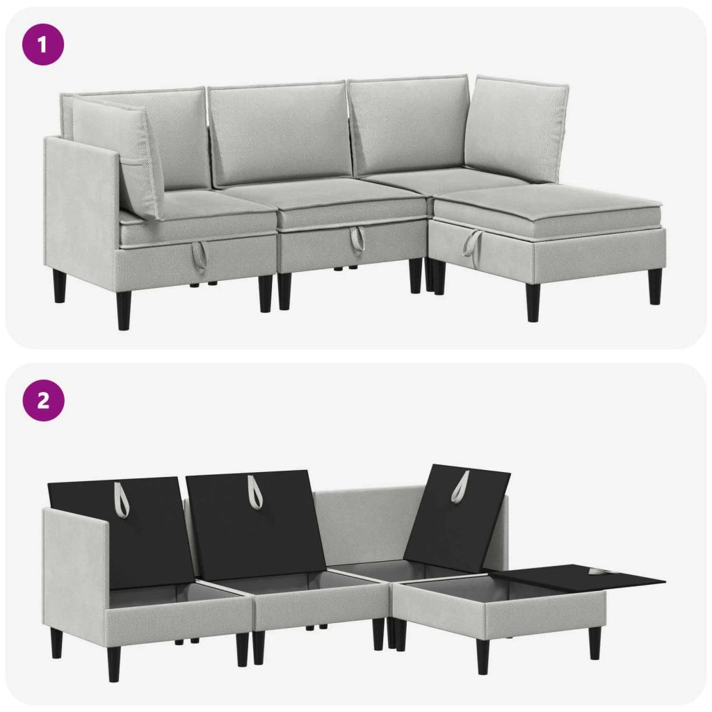 Set di mobili per il soggiorno 4 pcs Grigio chiaro Tessuto 3413800