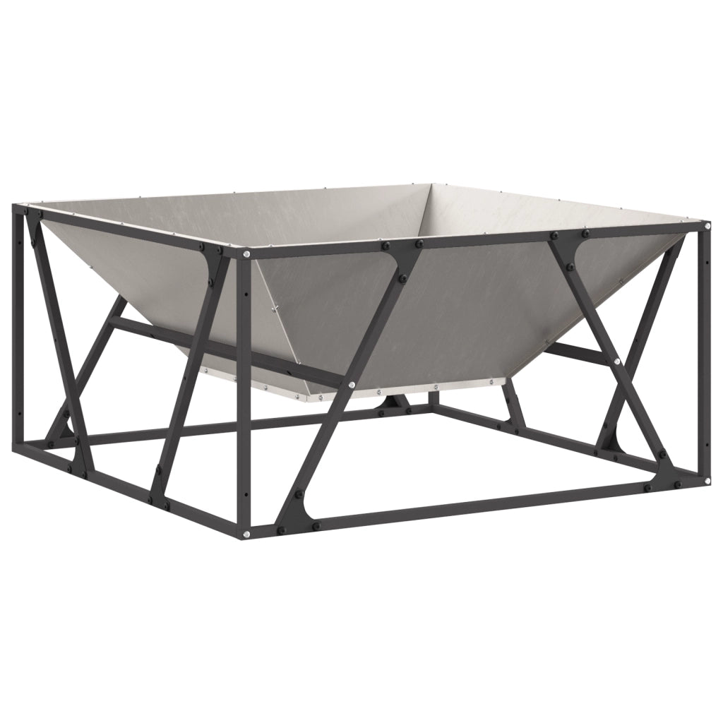 Focolare Quadrato 80x80x40 cm in Acciaio Invecchiato