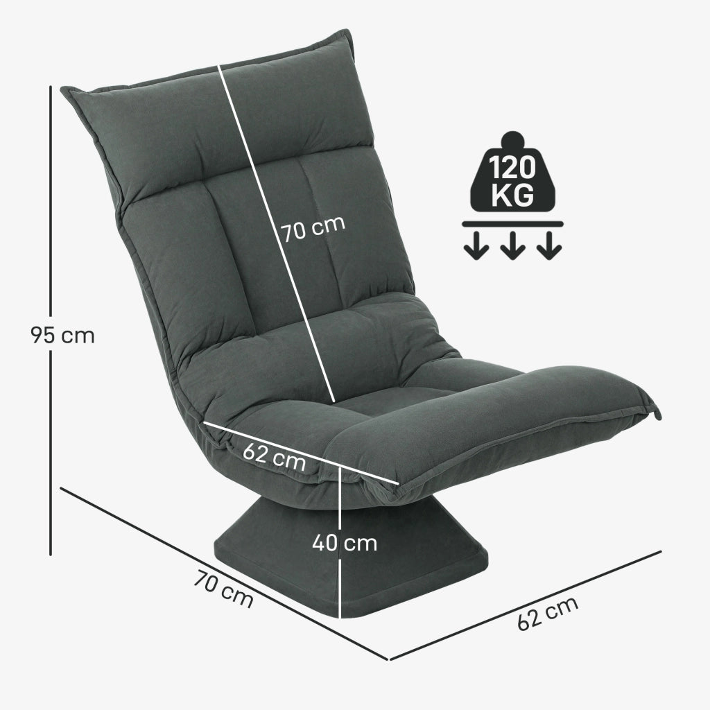Poltrona girevole 360¡ã reclinabile ¨C zephmum ¨C velluto grigio scuro 70x62x95