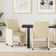 Sedie da Pranzo con Ruote 2 pcs Crema 58 x 65 x 94 cm Tessuto 42017836