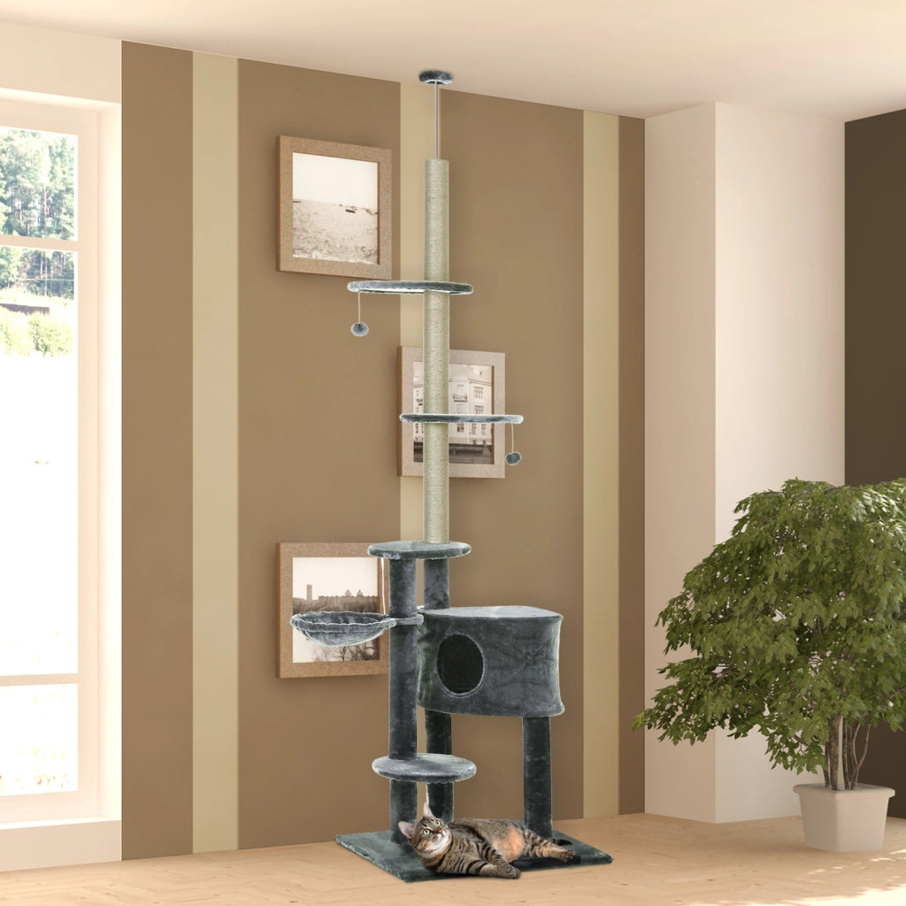 Albero tiragraffi per gatti ¨C zephmum ¨C Grigio scuro 220-265 cm