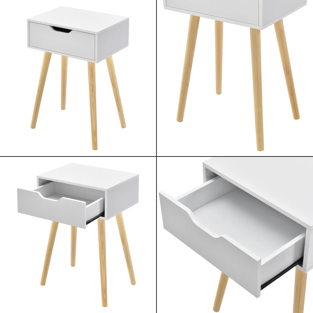 Set Östersund di 2 Comodini con Cassetto - Bianco [en.casa]