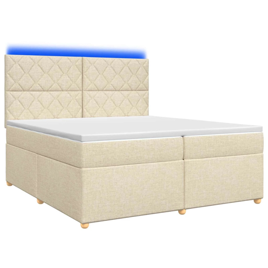 Letto box spring con materasso Crema 200 x 200 cm Tessuto 3455439