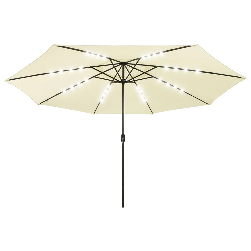 Ombrellone da esterno con LED e palo in metallo 400 cm colore sabbia 02_0008183